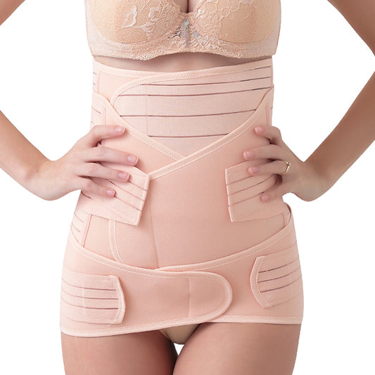 3-in-1 Postpartum Belly band/wrap for back support and C-section: Belly, Waist, & Pelvis Slimming Girdle (Beige)