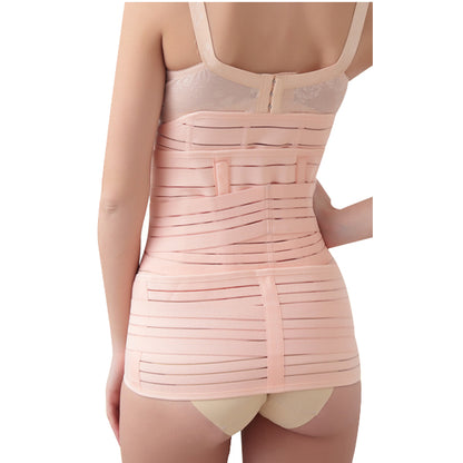 3-in-1 Postpartum Belly band/wrap for back support and C-section: Belly, Waist, & Pelvis Slimming Girdle (Beige)