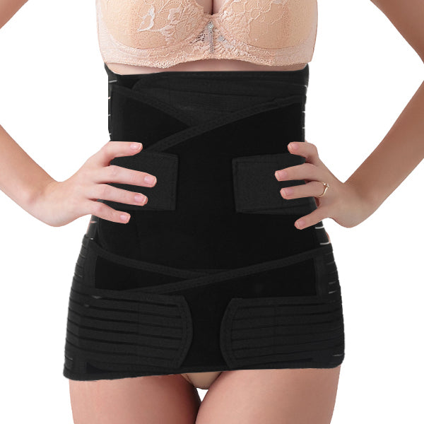 3-in-1 Postpartum Belly band/wrap for back support and C-section: Belly, Waist, & Pelvis Slimming Girdle (Black)